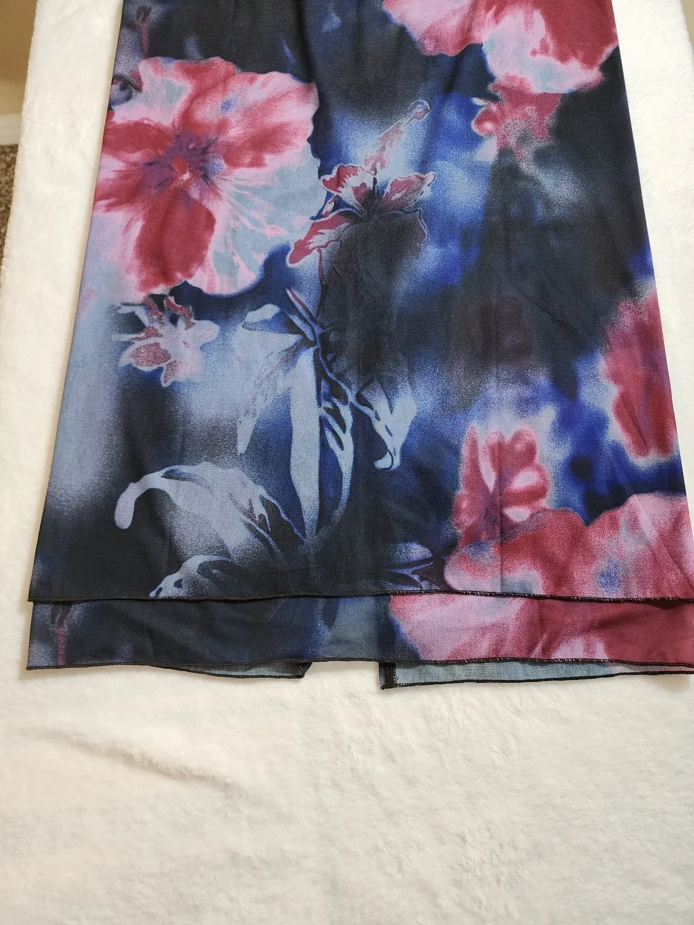 Free People Sunset Mesh Maxi Skirt Night Combo Floral Sheer Overlay Size S